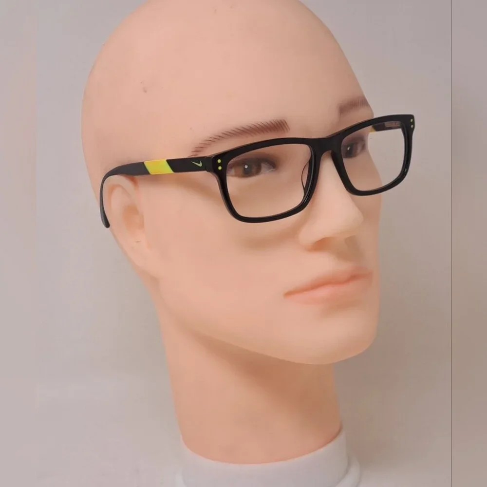 Nike Kid Glasses Frames Swoosh Black Yellow Square 5536 010 49-15-140